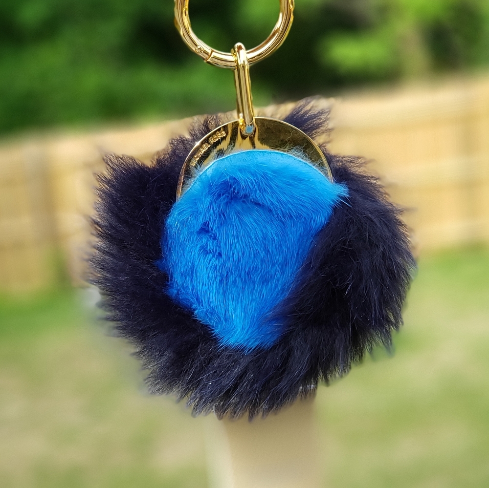 Michael Kors Collection Fur Bag Charm Blue - Picture 1 of 3